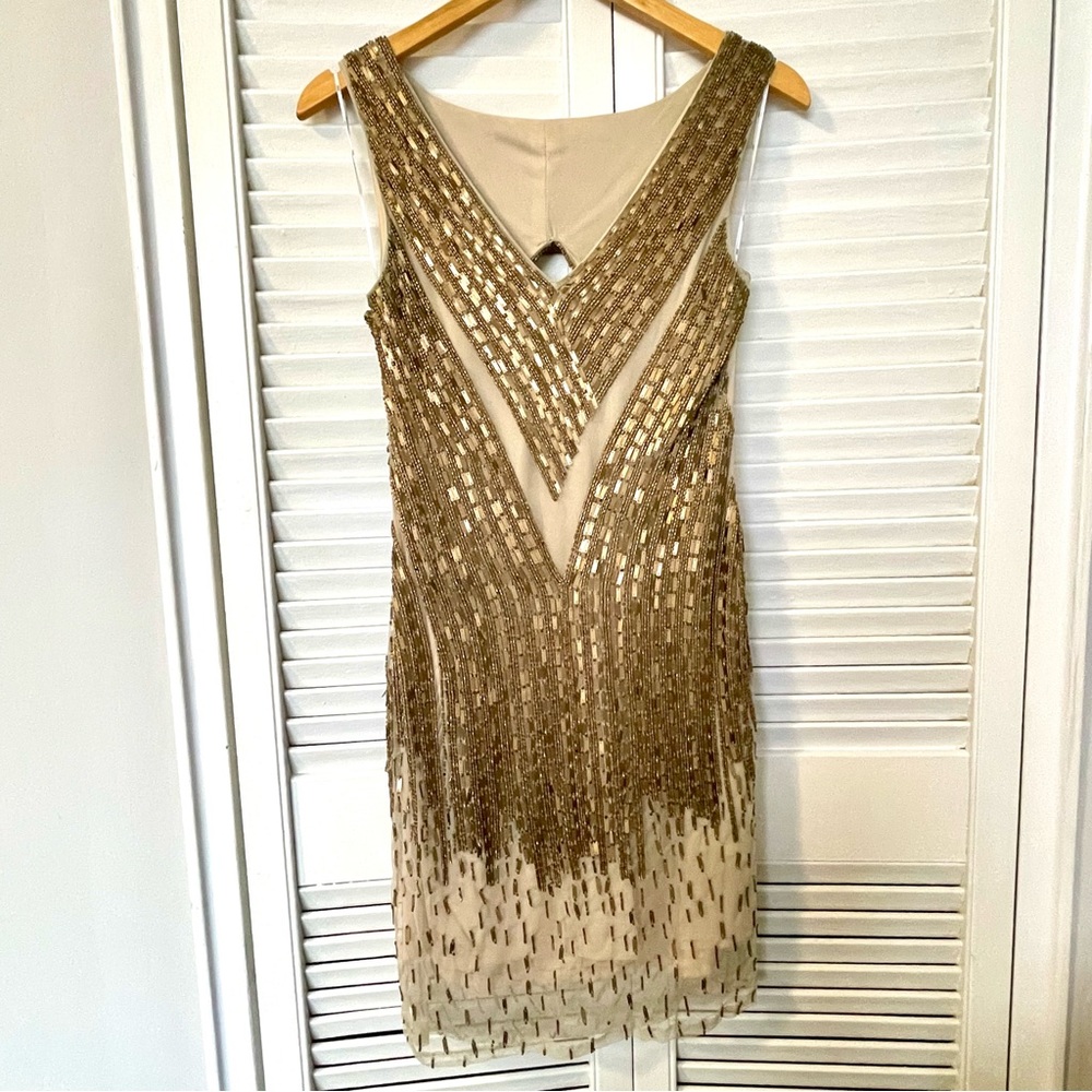Gold Sequin Cut-out Cocktail Dress MLV Small